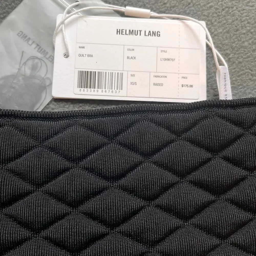 NWT Helmut Lang Womens Quilt Bra Size XS Small Black Bralette Retail $175